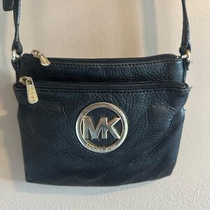 Michael Kors Black Crossbody Bag with Gold Accents